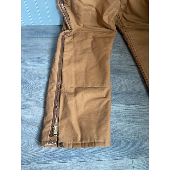 CE Schmidt Overalls Mens X-Large Short Insulated Bibs Workwear BrownZip-up Sides - Picture 2 of 8